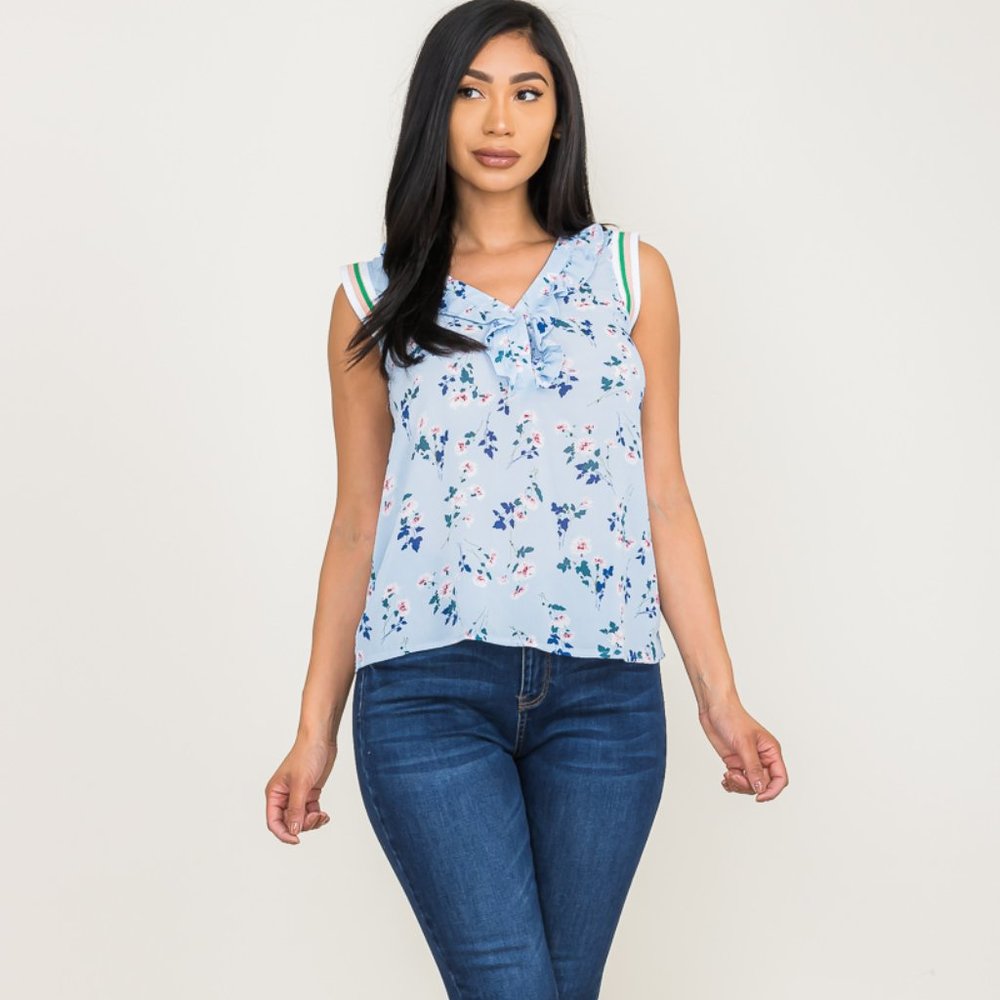 Sleeveless Flower Print Top